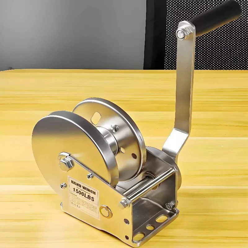 304 Stainless Steel Two-way Self-locking Manual Hand Winch 1200Lbs 2600Lbs Load Hoist for Boat Trailer Workshop Cargo Lifting