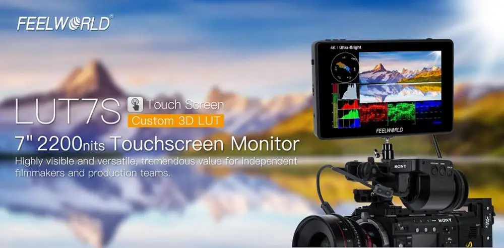 EELWORLD LUT7S 7 Polegada 3G-SDI 4KHDMI 2200nits 3D LUT Tela Sensível Ao Toque Câmera DSLR Monitor de Campo com Histograma VectorScope de Forma de Onda