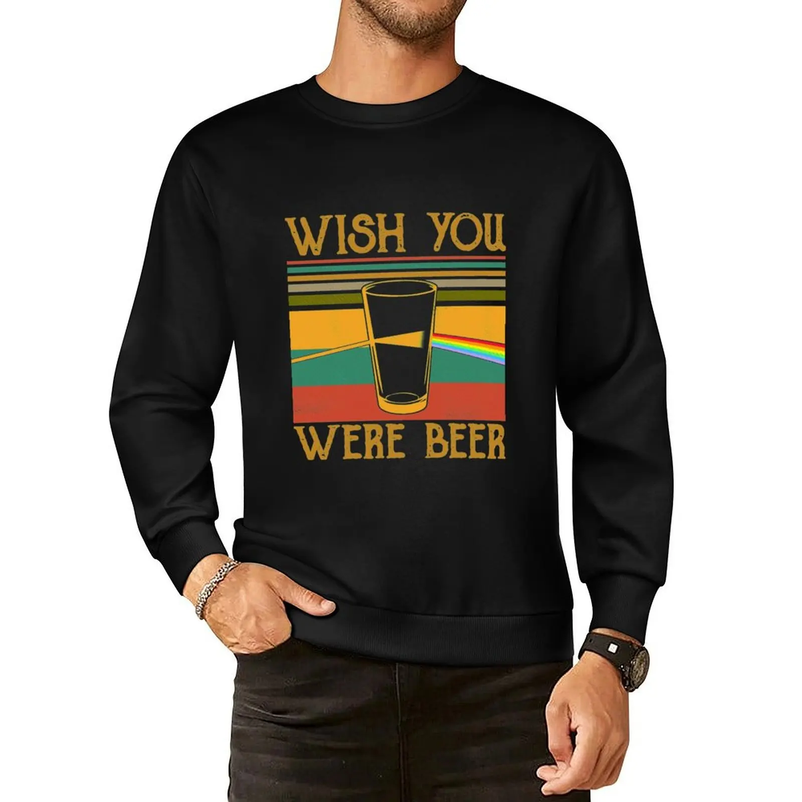 

Wish You Were Beer vintage retro Pullover Hoodie men's clothing autumn clothes graphic t shirts men sweatshirt