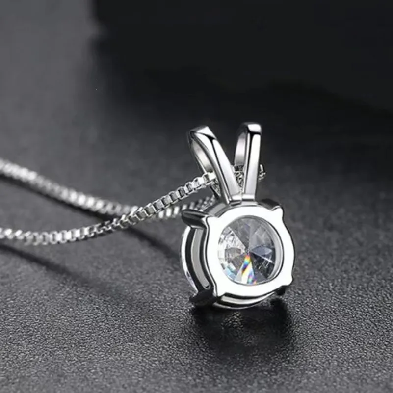 S925 silver 1-3 carat moissanite classic four-claw necklace for women Korean version simple fashion daily party engagement wear