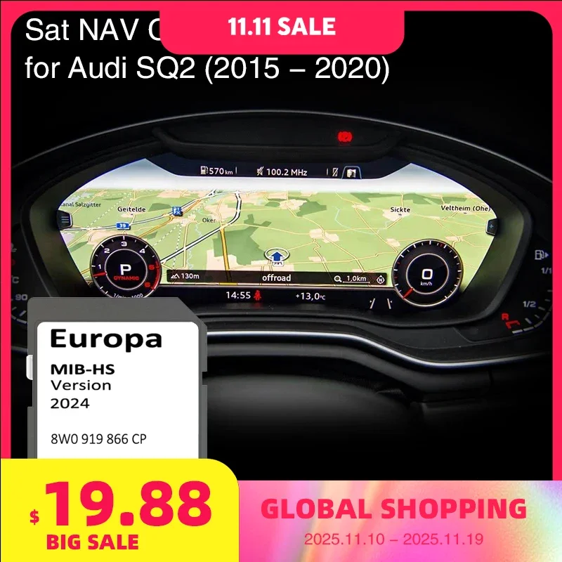 

SD Card Europe 2024 map for Audi SQ2 2015-2020 Vehicle Navigation MIB-HS MHS2 System Sat Nav 16GB 8W0 919 866 CP