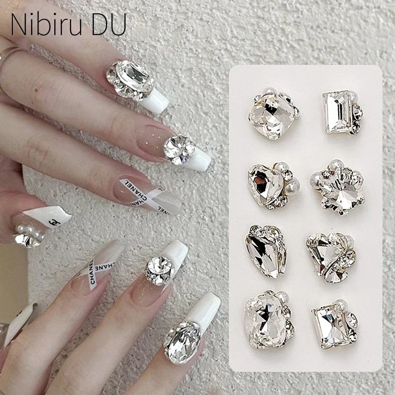 

Transparent Crystal Nail Pile Diamond Luxury Heart Nail Art Rhinestones Gems Sparkle Glass Super Flsah Nail Stones DIY Charms