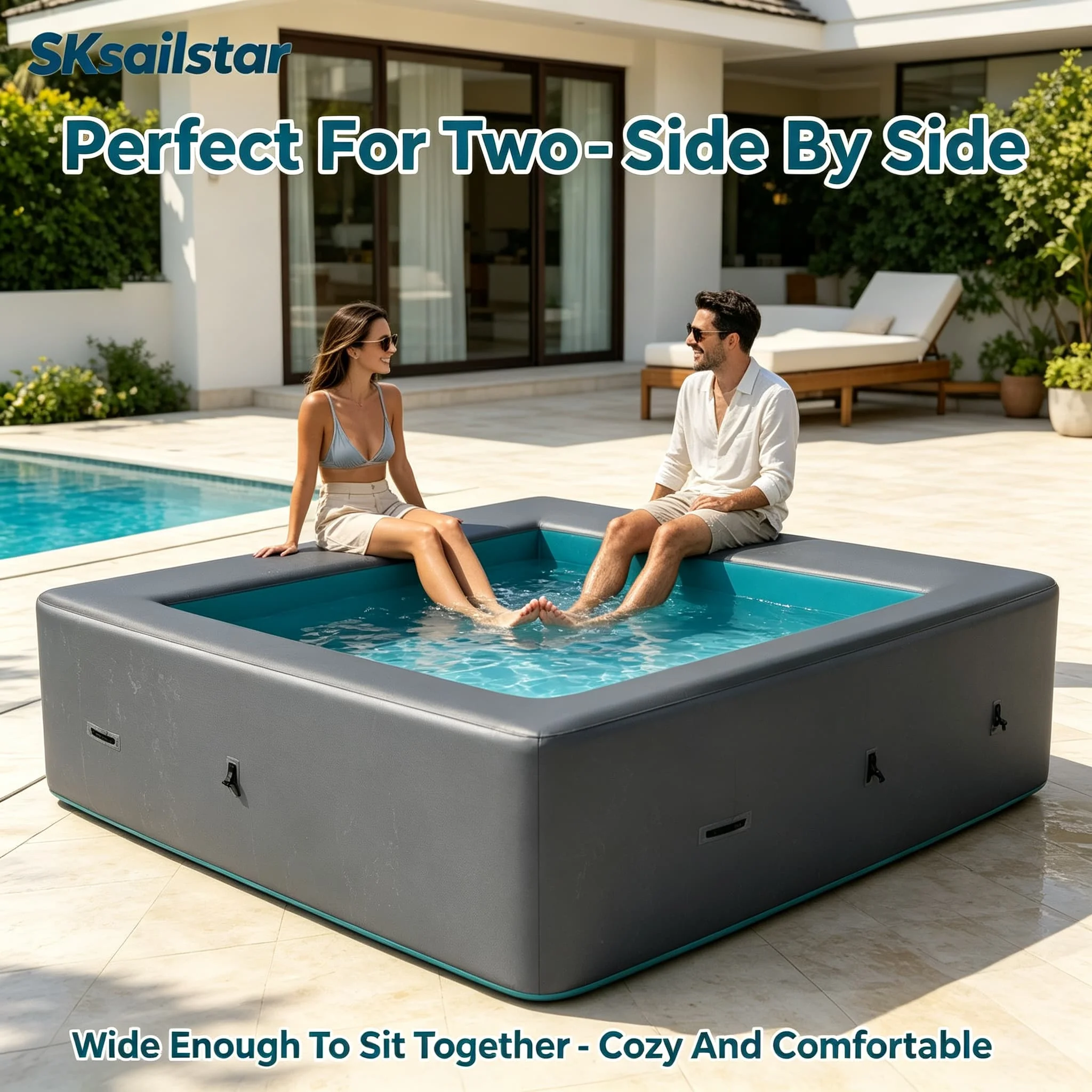 Manufacturer Large Drop Stitch Pool Rectangle PVC Outdoor High Pressure Inflatable Swimming Pool for Summer Villa Garden