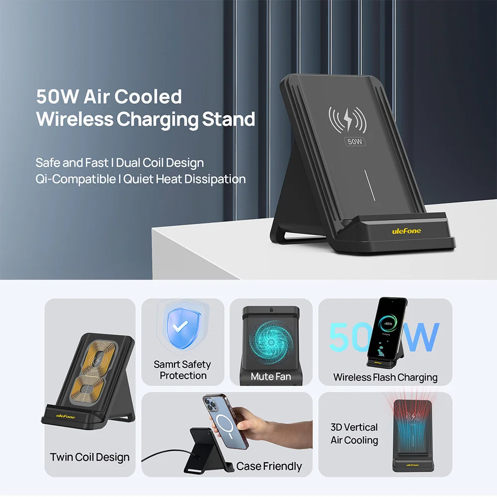 Ulefone WCS01 50W Air Cooled Wireless Charging Stand For Ulefone Armor 23 Ultra