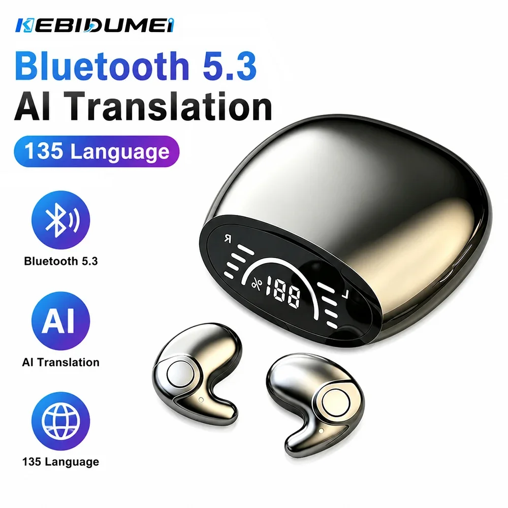 Écouteurs de traduction instantanée KEBIDUMEI Bluetooth 5.3 AI, traduction dans plus de 135 langues, écouteurs invisibles pour dormir, écouteurs sans fil