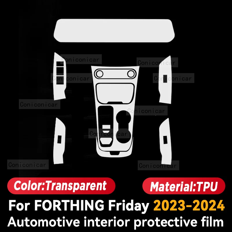 For FORTHING FRIDAY 2023 2024 Car Interior Center Console Screen TPU Protective Film Anti-scratch film Sticker Accessories