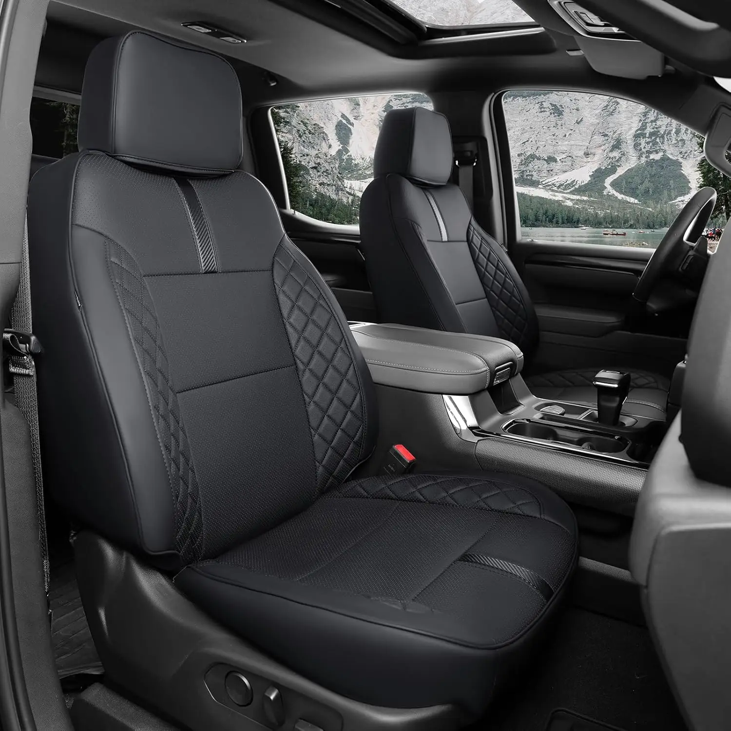 

Second Row Car Seat Covers, Durable Material, Black, Fit Storage for Chevy Silverado & GMC Sierra