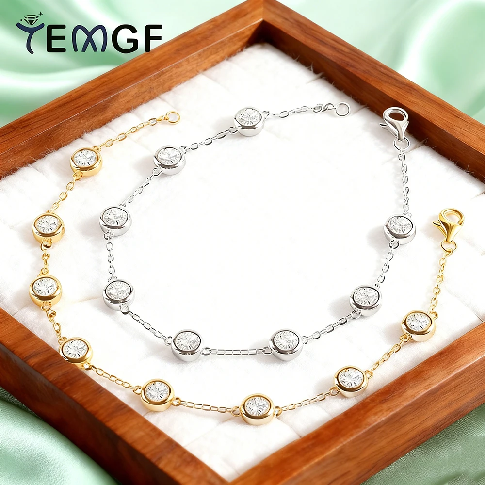 

TEMGF Sparkling 4mm Moissanite Bracelet 100% S925 Sterling Silver Chain for Women Fashion Elegant Fine Jewelry GRA Certification