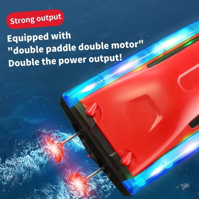 4DRC S7 Remote Control Boat Electric Toy Charging 2.4G Remote Control Boat Double Spiral Pulp High-Speed Water Speedboat for Boy