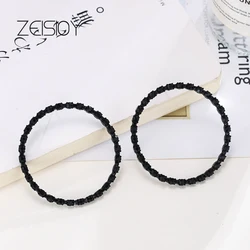 Black Classic Round Black Fashion Spinel Engagement Hoop Earrings Women's High Jewelry ET-109