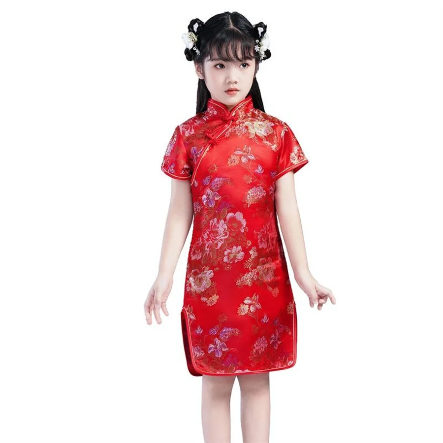 Hanfu elegante vestido de princesa para crianças, Cheongsams chineses para meninas, vestidos infantis tradicionais, verão