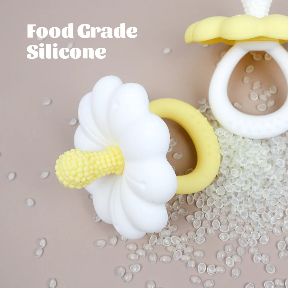 2026 Bestseller Baby Blumenförmiger Beißring Silikon-Schnuller Beißspielzeug Große Größe BPA-freies Baby-Beißspielzeug – Detail 11