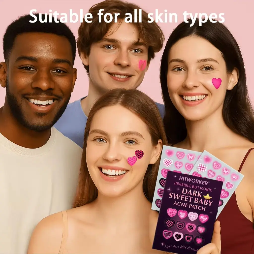 120/48 peças/caixa de lindos adesivos de acne em forma de coração - sem álcool, usados para absorver segredões de acne, essenciais para cuidados com a acne