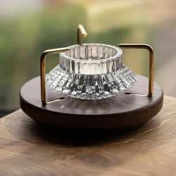 Portable Glass Teapot Base Black Walnut Candle and Tea Warmer Home Office Camping Atmosphere Tea Accessories