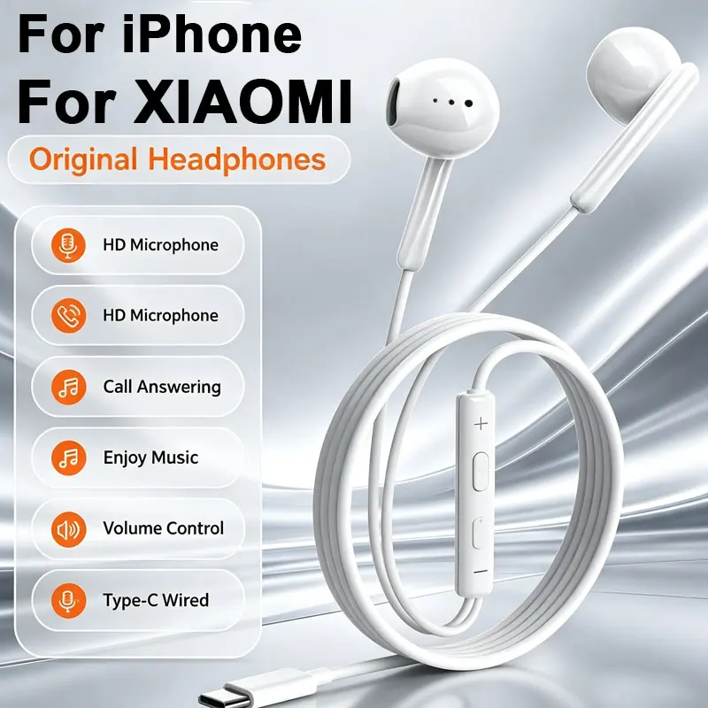 Original For Xiaomi Headphones mi 15 Pro 14 13 12 11 IN-Ear Earphones For Redmi For iPhone SAMSUNG Type C Phone Wired Headset