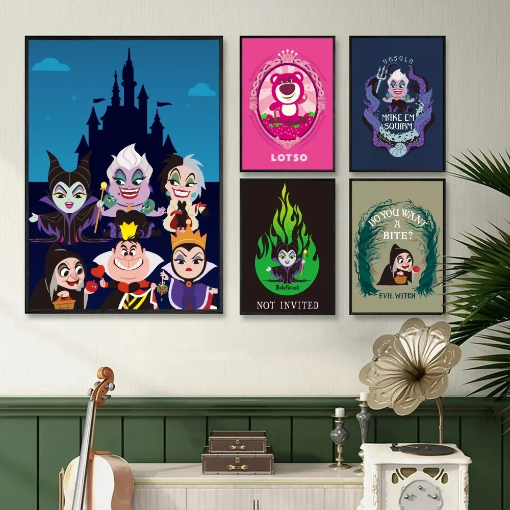 1PC Disney Villain Series Poster Stickers Art Wall Murals Decor Game Room Decor Gifts Kawaii HD Painting Cat Cars