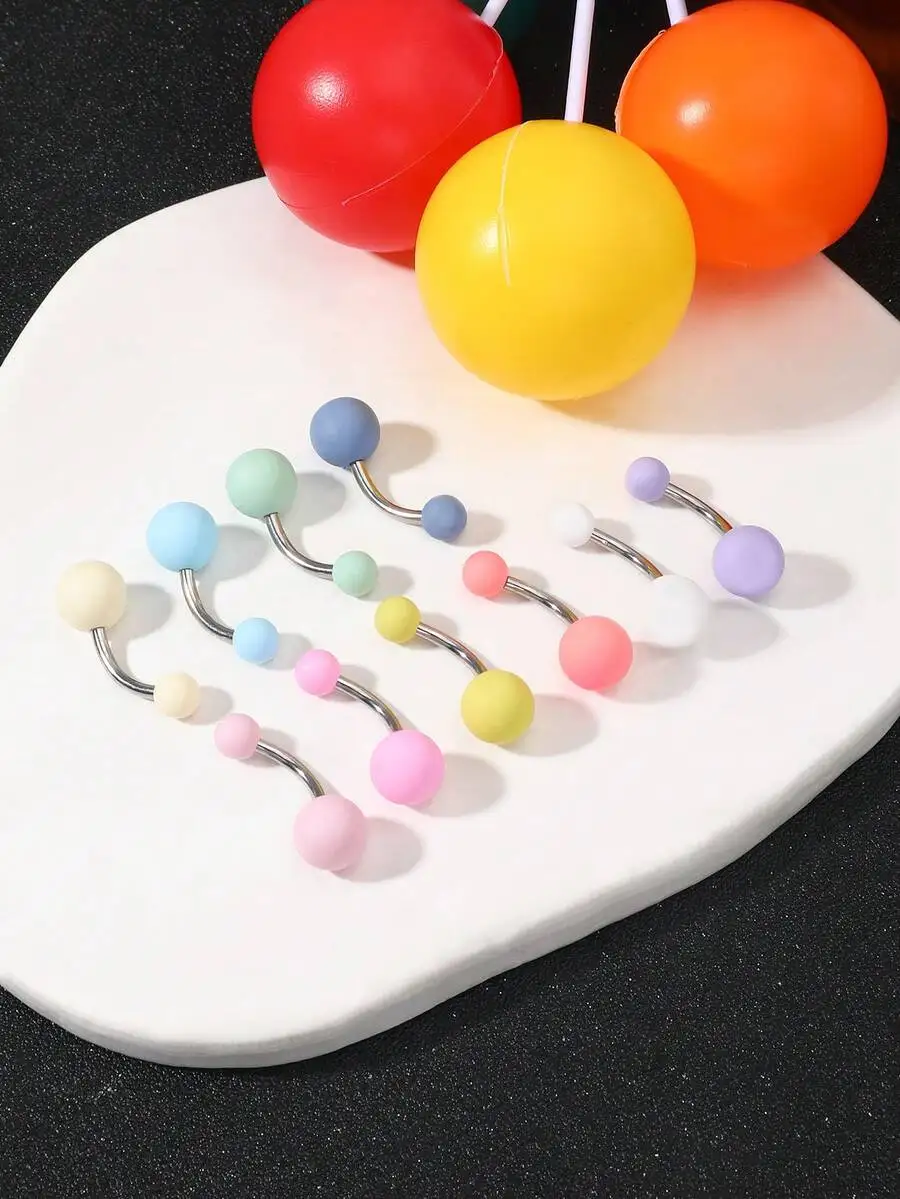 

Pastel Acrylic And Surgical Steel Barbell Belly Rings, 10 Vibrant Colors, Hypoallergenic Smooth Finish For Everyday Wear