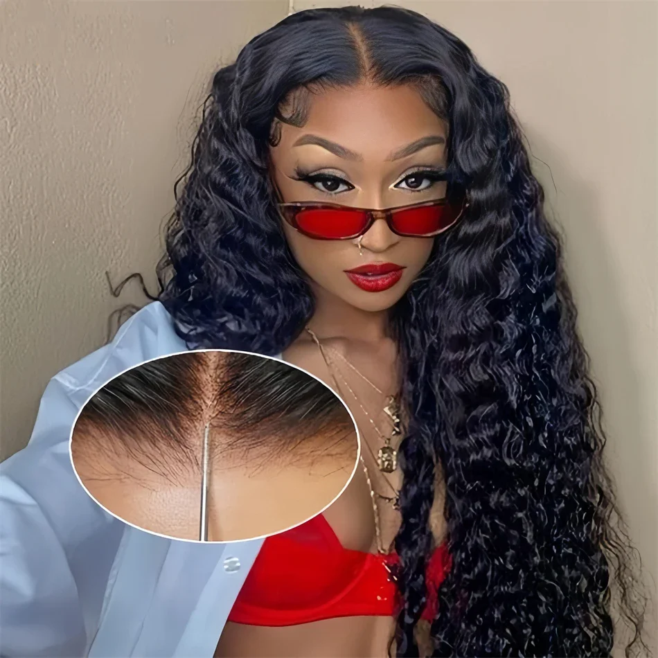 

Deep Wave Pre Cut Glueless Wigs 5x5 6x4 Lace Closure Wig Human Hair 200% Ready To Wear Preplucked Water Curly Wigs For Women