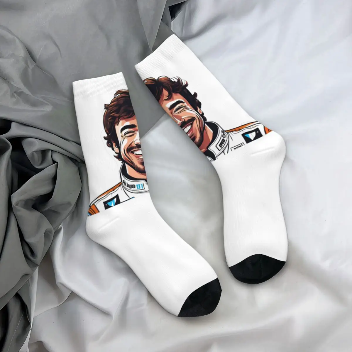 Men Socks Fernando Alonso Contestants Stockings Winter Retro Medium Soft Socks Design Cycling Anti Skid Socks