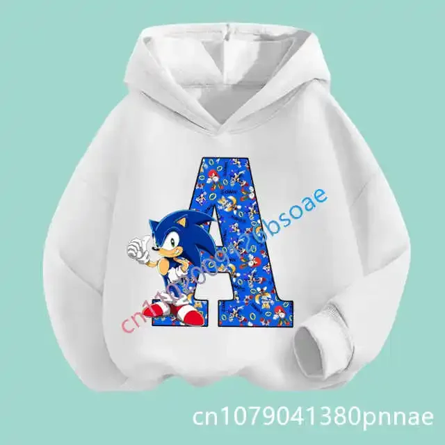 

Boys Children Cartoon Letter A-Z Printed Sweatshirt Casual Sports Tops 2025 Spring Children's Hoodies New Sonics Girl Sweatshirt