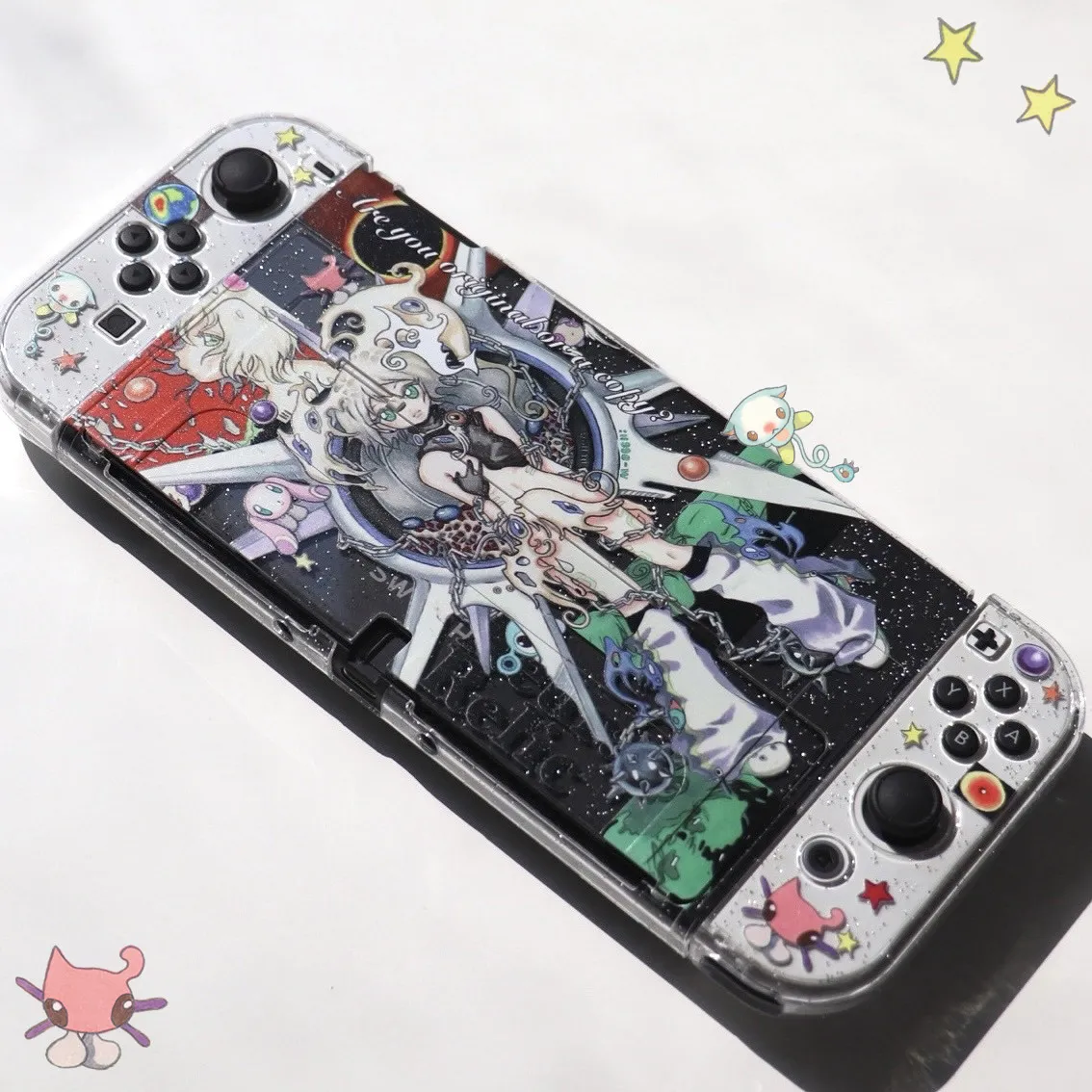 Original Design Split Protective Case for Nintendo Switch 2/OLED Transparent Glitter Dockable Joy-Con Controller Covers Gift