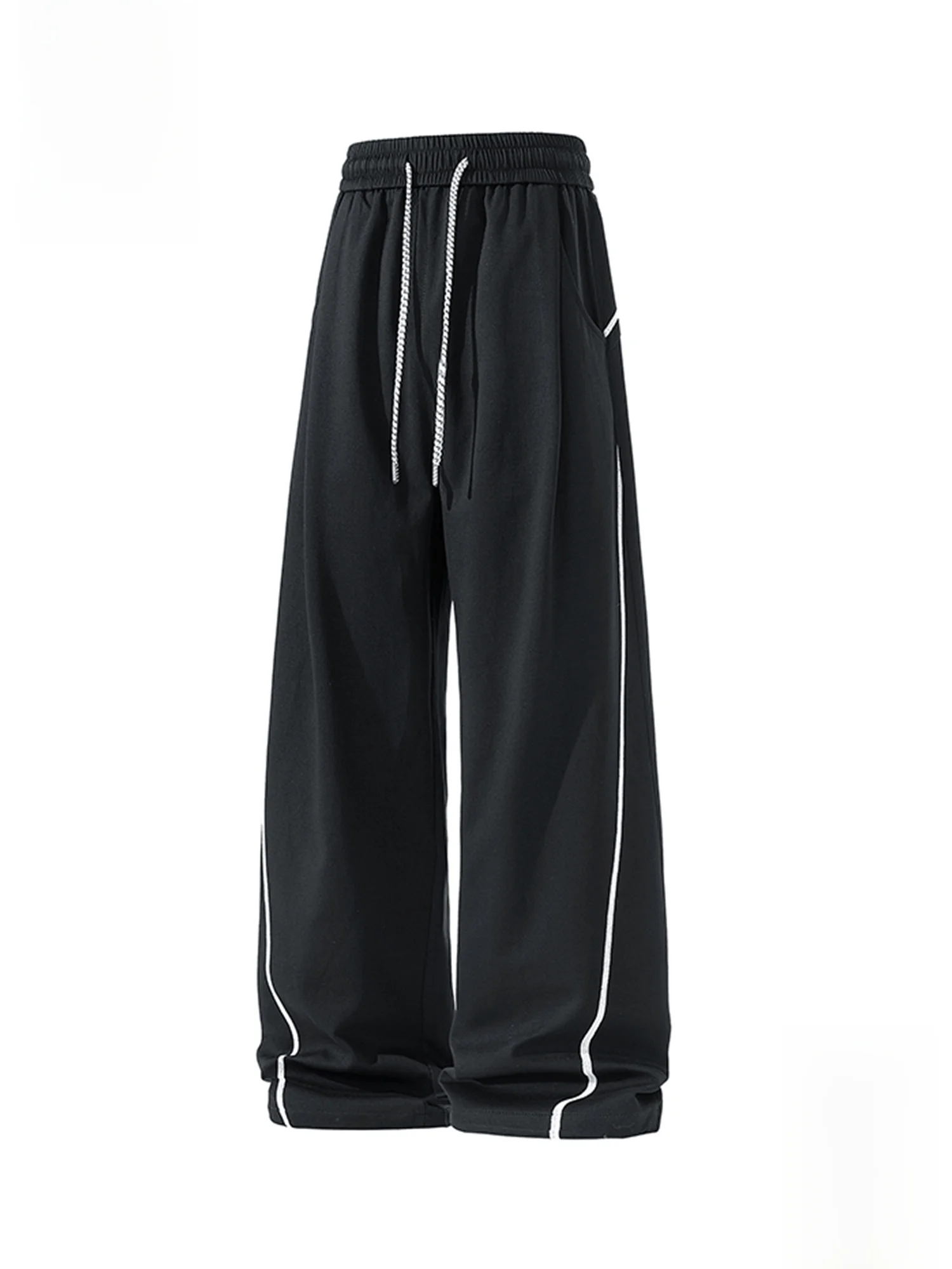 

PaulFrank Spring Stripe Wide Leg Casual Pants Men's Loose Straight Sporty Trousers Comfortable Loose Fit American Style Polye...