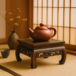 Natural Wood Redwood Carving Tea Vase Buddha Display Rack - Lightweight Wooden Base for Coffee Decor Small Kistler Holder