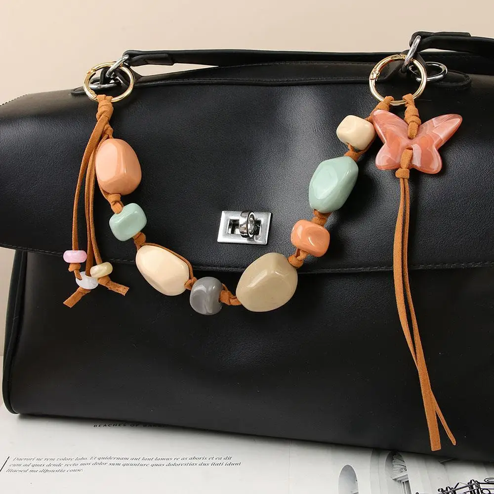 

Acrylic Resin Beads Handbag Strap Bag Charms Colorful Unique Colored Stone Bag Belt DIY Handbag Replaceable Wristlet Bag Belt