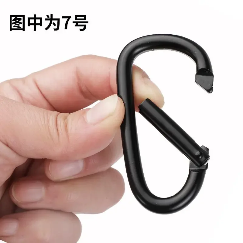 3 buah Carabiner D logam campuran aluminium hitam, gantungan kunci klip jepret botol air, alat mendaki, berkemah, mendaki luar ruangan