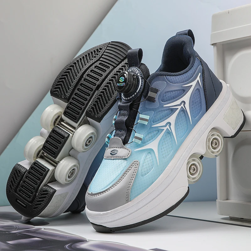 

Детские роликовые туфли, телескопические четырехколесные роликовые коньки, унисекс, дышащая обувь для катания на коньках с вращающейся пряжкой для детей