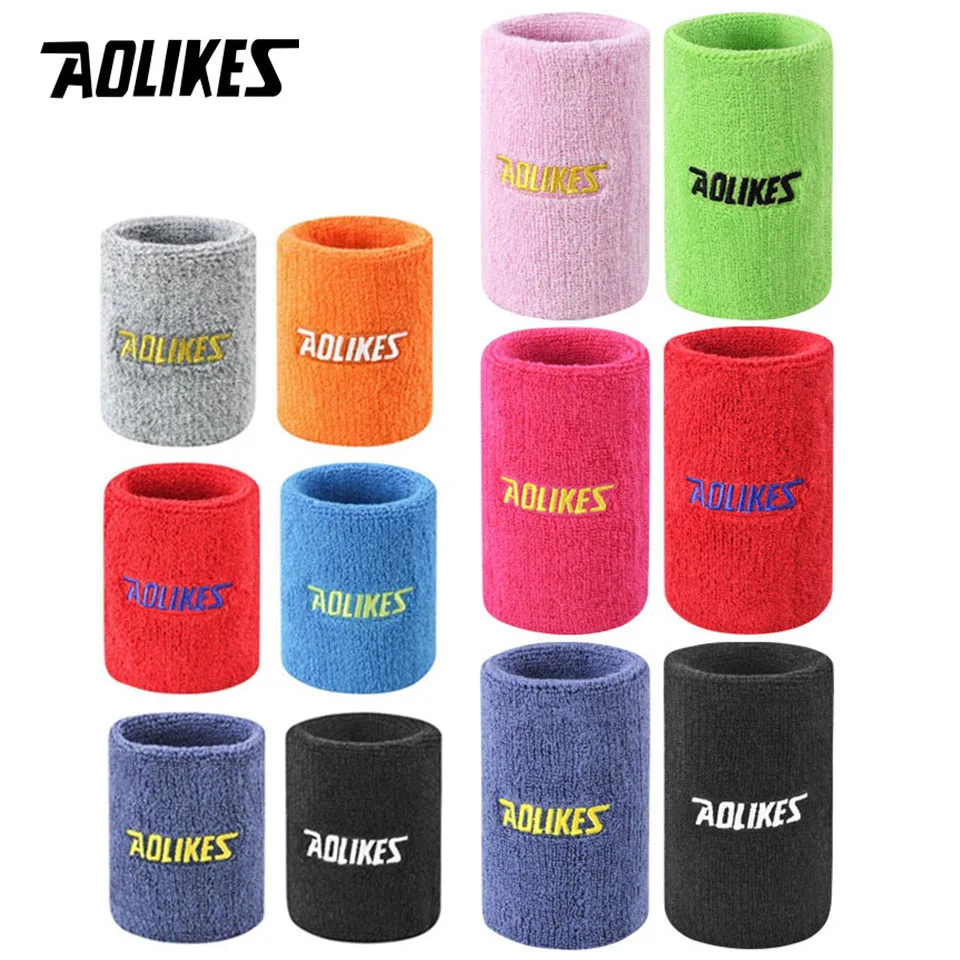 AOLIKES 1PC Sweat absorption wristbands Wrist Guards Gym Sports Bodybuilding Fitness Running Basketball Wrist Bracers Breathable