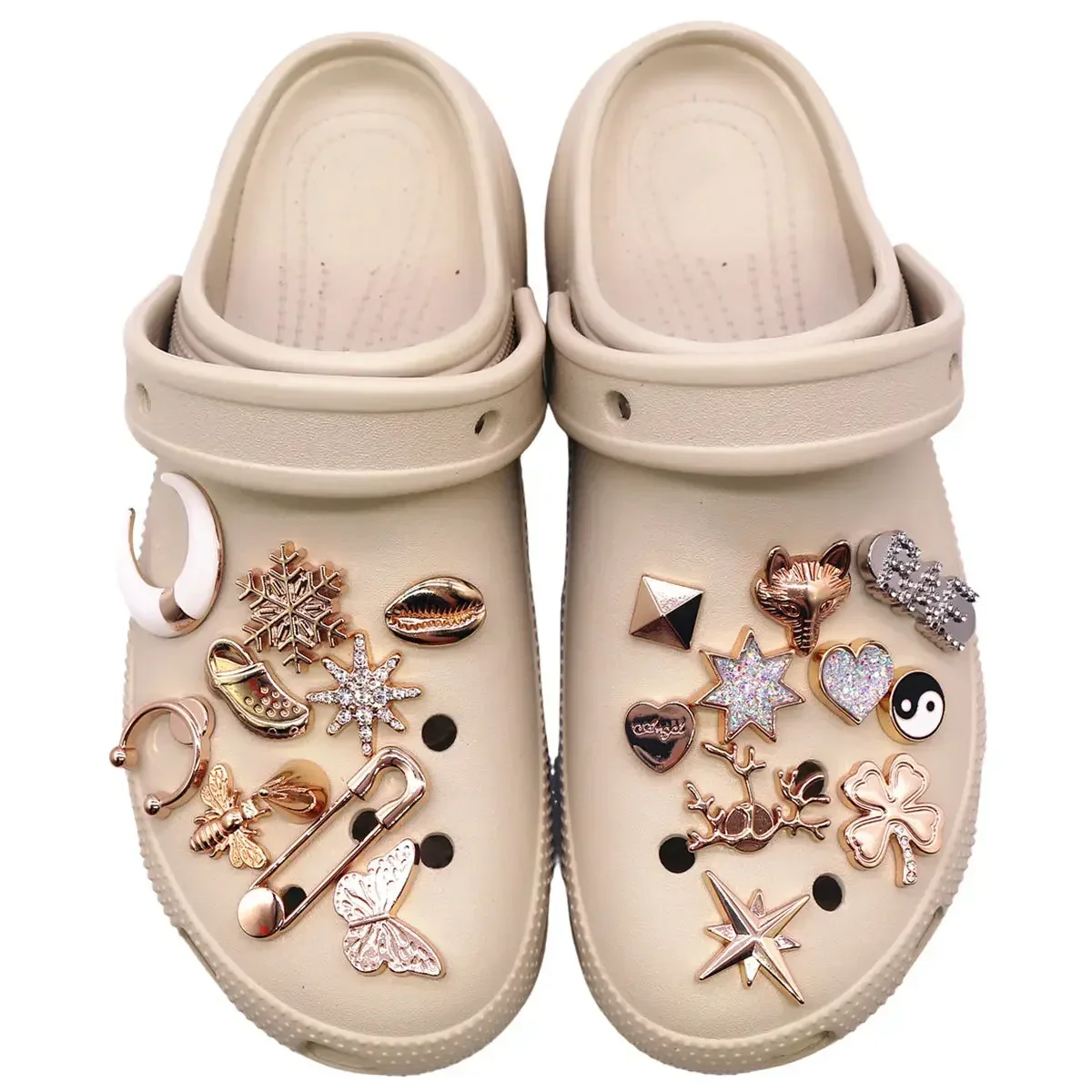 1 Pcs Luxury Gold Metal Shoe Charms Accessories Rivet Fine Color Bling Rhinestone Designer Sandal Decarations for Girl Gifts
