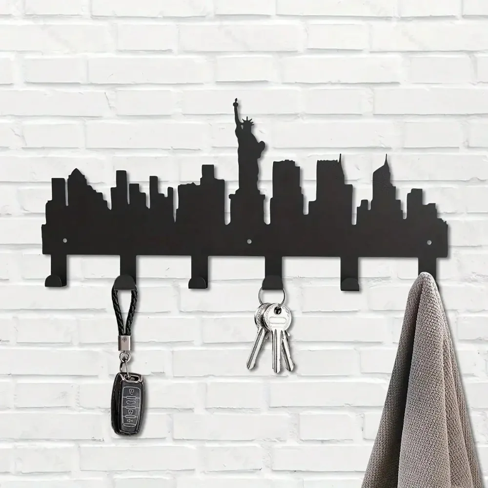 CIFBUY Metal Wall Hook Sturdy Multipurpose Storage Hanger For Apron Bathrobe Mug Utensil Kitchen Home Modern City Style Decor