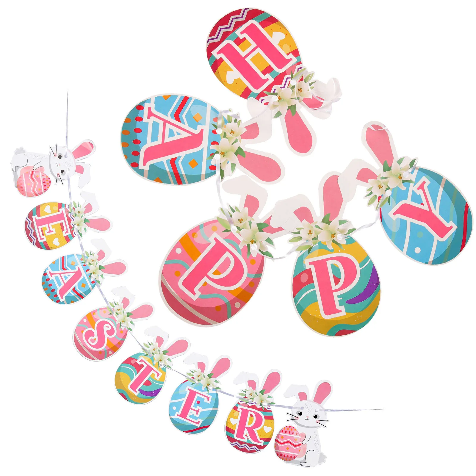 

1Set Easter Banner Swirl Decor Chic Festive Home Decoration Party Hanging Bunting Cheerful Easter Holiday Atmosphere