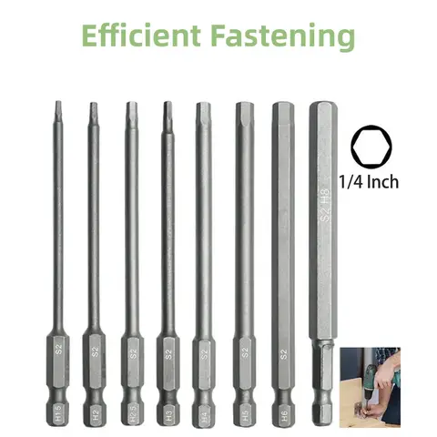 8pcs 100mm Hex Head Allen Wrench Drill Bits Set SAE Metric Allen Electric Hexagonal Bit Screwdriver Socket Bit Power Tool Parts