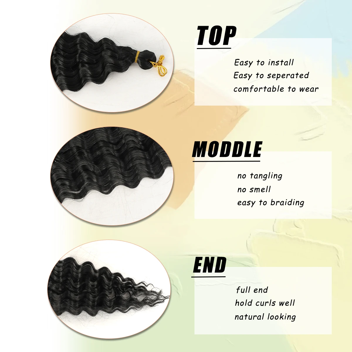 Deep Wave Crochet Hair 22Inch Ocean Wave Crochet Synthetic Hair Extensions Curly Braiding Hair Extensions For  Deep Wavy Crochet