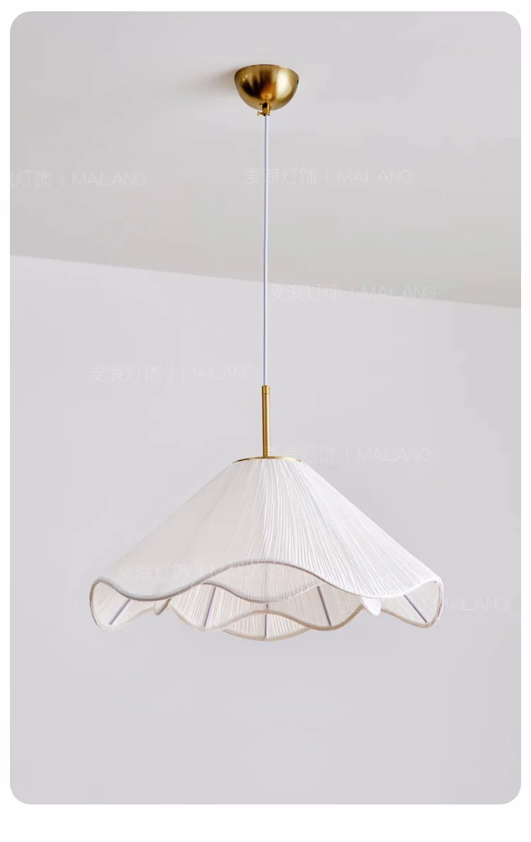 Nordic Fabric LED Chandelier Foyer White E27 Pendant