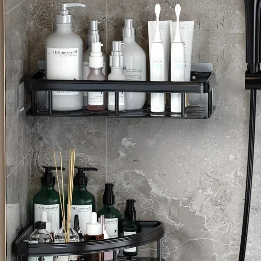 Badezimmer-Eckregal ohne Bohren, Aufbewahrungsregal zur Wandmontage, Duschhalter zum Organisieren von Shampoo, Seife, WC, WC-Zubehör