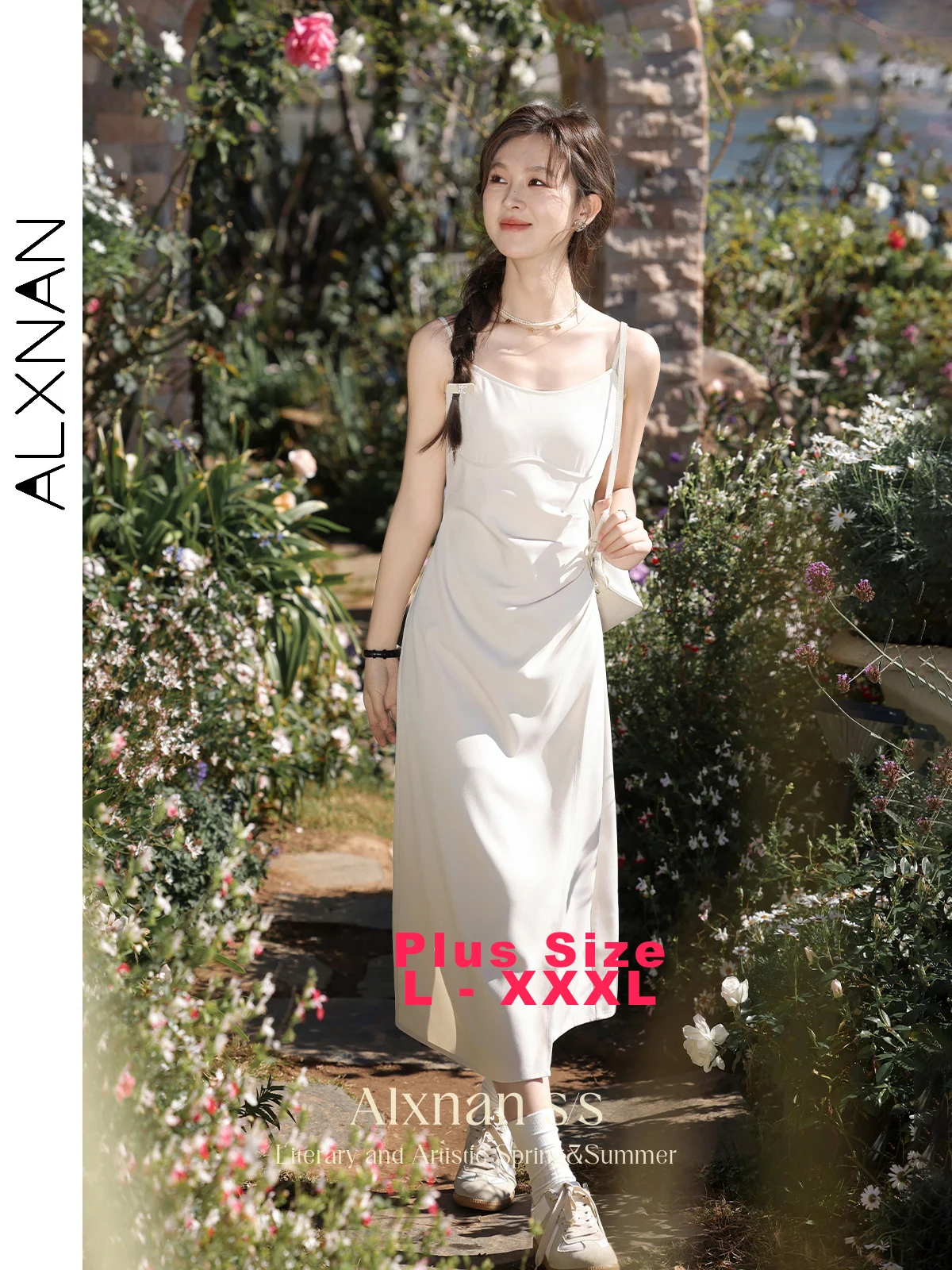 

ALXNAN Plus Size Dress for Women 2025 Summer Fashion Elegant Sundress Dress Long A-line Holiday Causal Female Clothing D01717