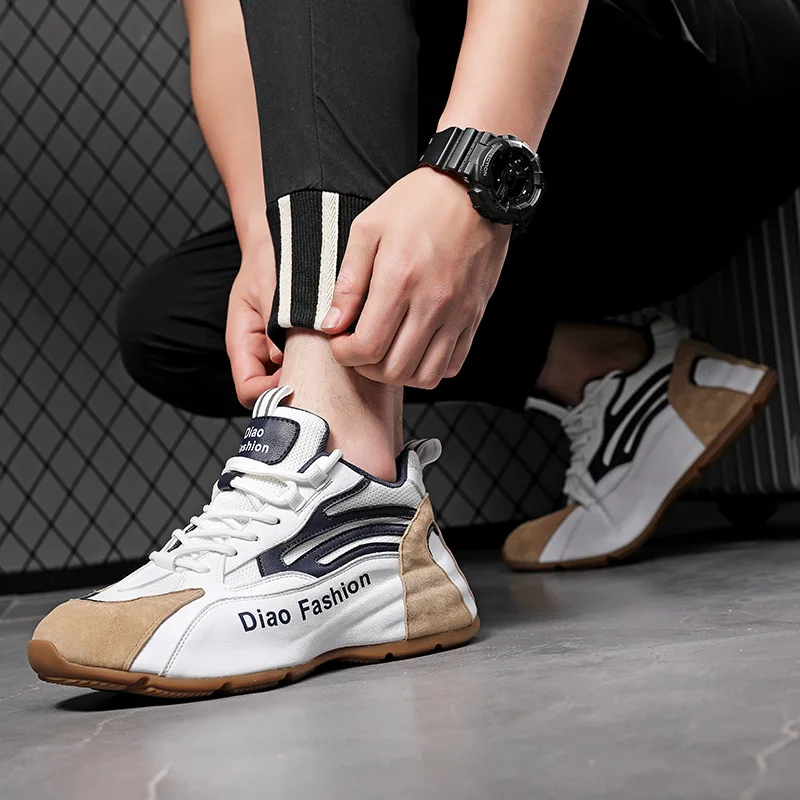 

Men's Shoes Spring 2022 New Men's Mesh Leather Shoes All-match Thick-soled Dad Ins Tide Shoes Teenagers Mens Designer Shoes