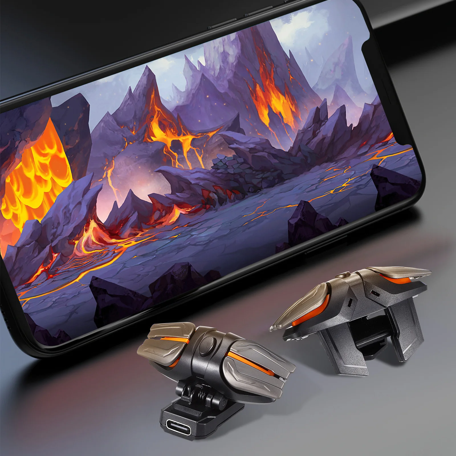 

1 set Mobile Controllers Ergonomic Design Game Triggers With Charging Cable High Sensitivity Stable Connection Non Blocking