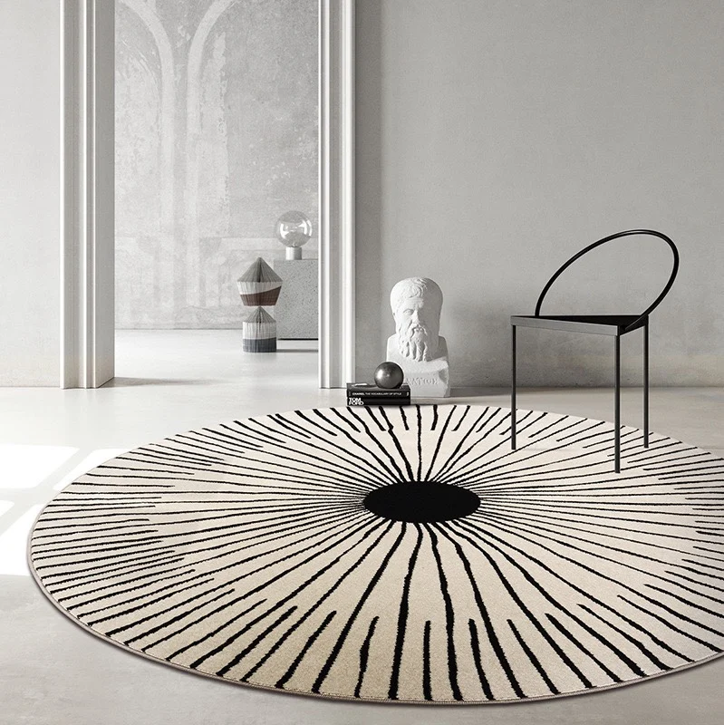 Home Thicken Non-slip Mat Modern Minimalist Carpets for Living Room Fluffy Soft Bedroom Decor Stripe Carpet Large Area Round Rug