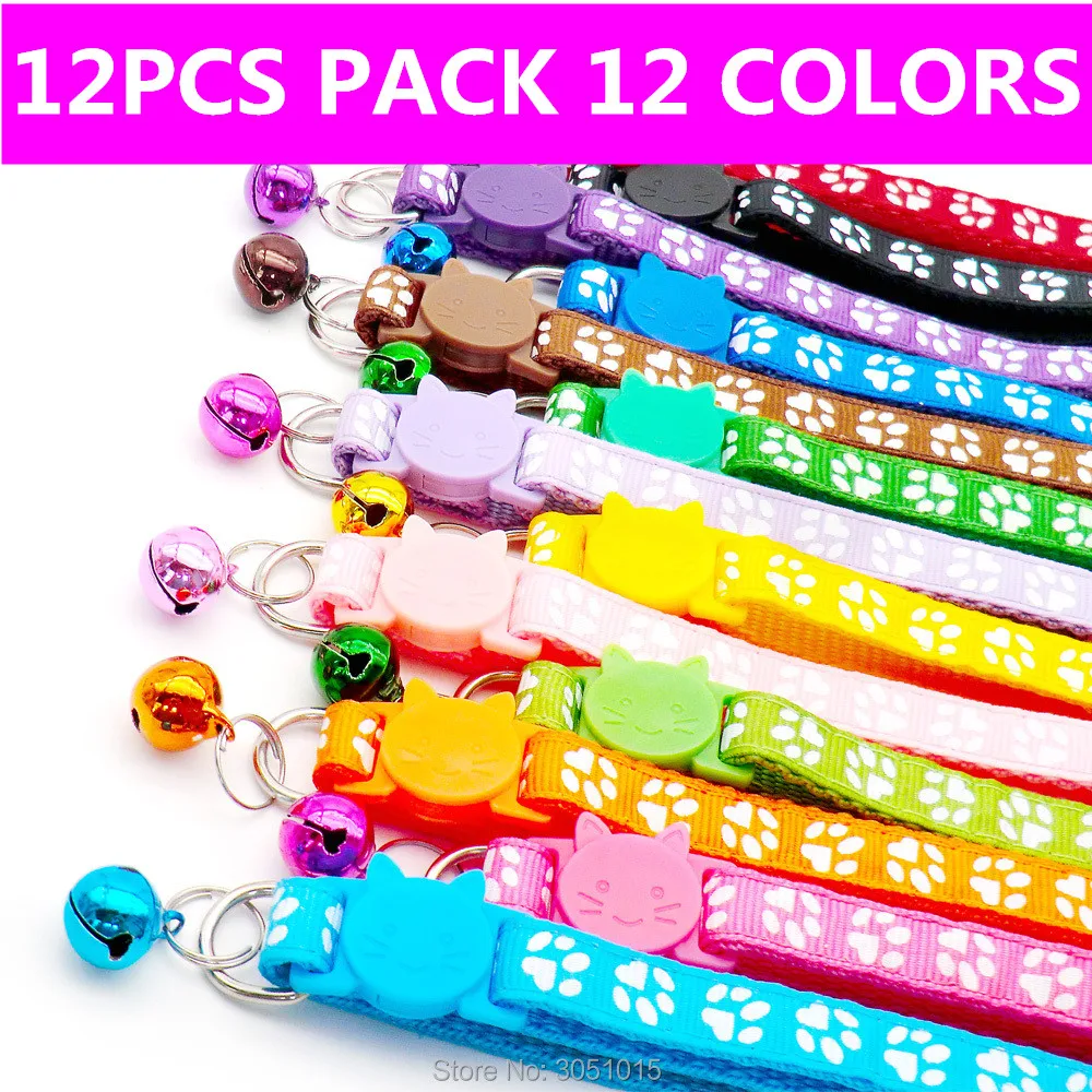 12 PCS LOT Breakaway Cat Collars Safety Kitten Adjustable Collar Bell Cat face Package includes 12 pieces