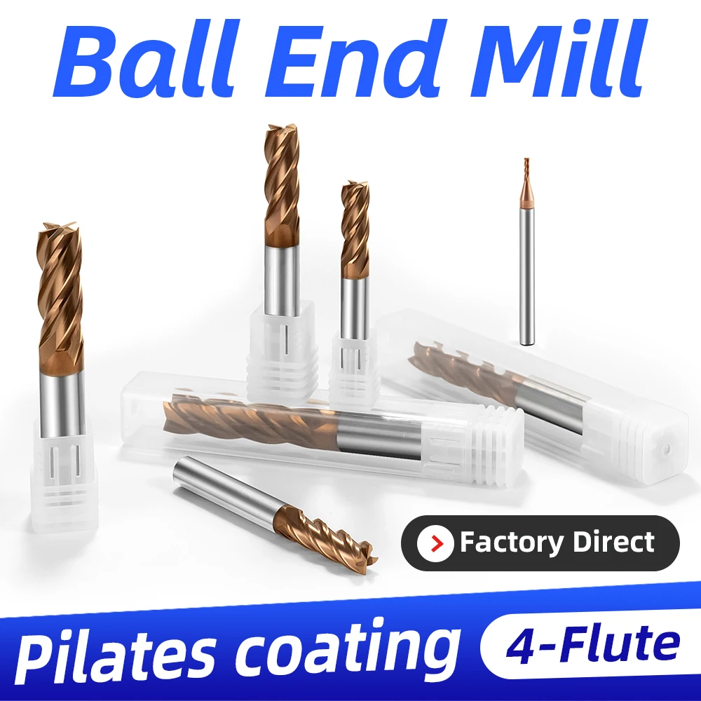 

В наличии! Фреза концевая радиусная твердосплавная HRC55 с 4 зубьями для легированной стали, размеры d10R0.5xD10x75L, d10R1xD10x75L