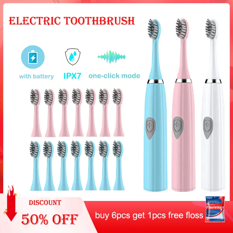 Electric Toothbrush for Adults Soft DuPont Bristle Portable Battery Toothbrush IPX7 Waterproof Intelligent Effective Oral Care