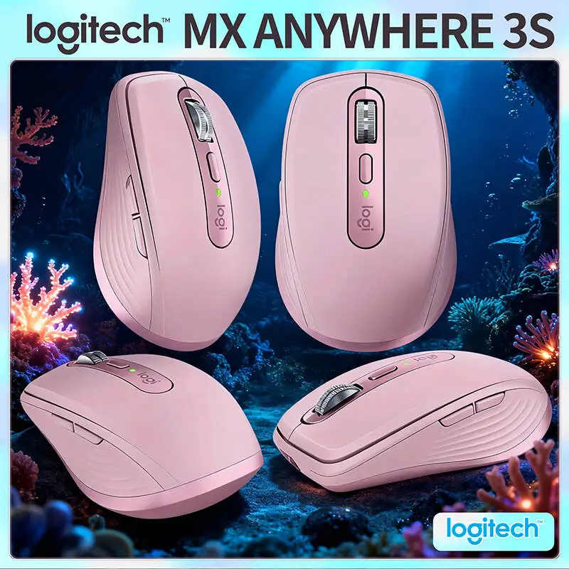 Logitech MX Anywhere 3S Ratón de rendimiento compacto Diseño ergonómico Recargable Desplazamiento rápido para computadora portátil PC Mac
