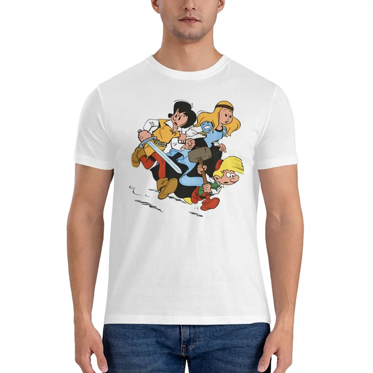 Johan Et Pirlouit (Johan Et Peewit) Et Princesse T Shirts Men 100% CottonT-Shirts Crewneck Gaston Lagaffe Tees Short Sleeve