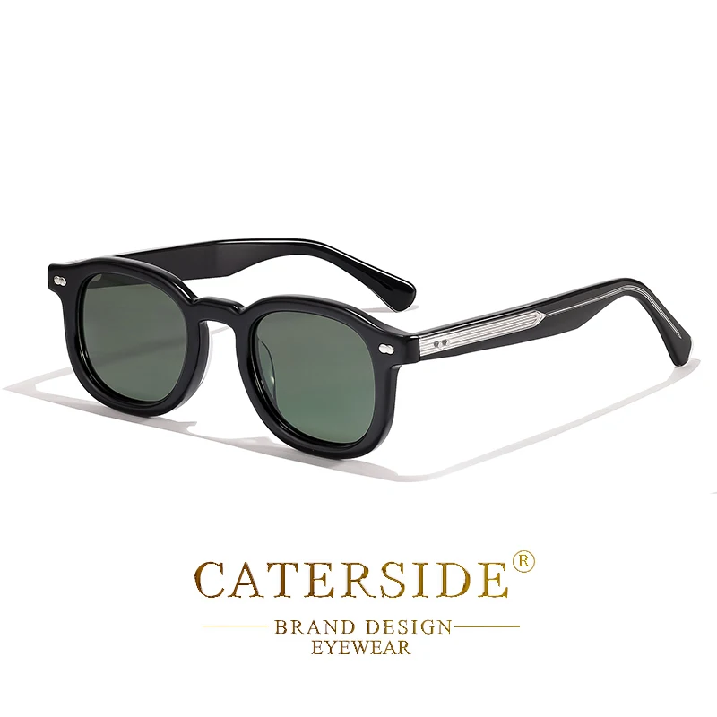 CATERSIDE Retro Runde Herren-Sonnenbrille mit kleinem Rahmen, hochwertige Sonnenbrille mit Acetat-Rahmen, für Damen, Partys, Reisen, Outdoor-Brille – Detail 9