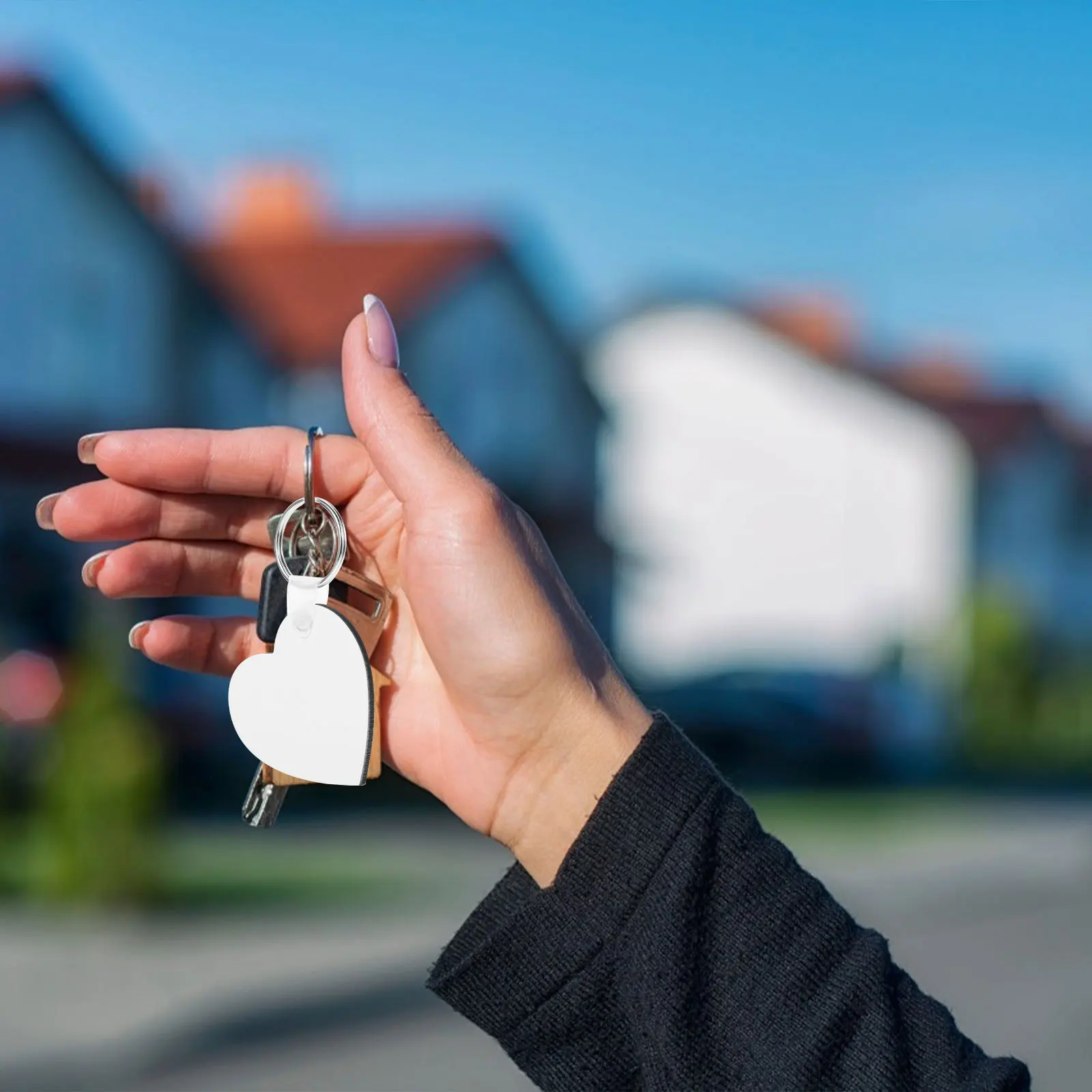 

6pcs Sublimation Keychain Blanks Diy Handicraft Key Rings Aluminum Wood Craft Supplies Custom Photo Pendant Keychain Accessories