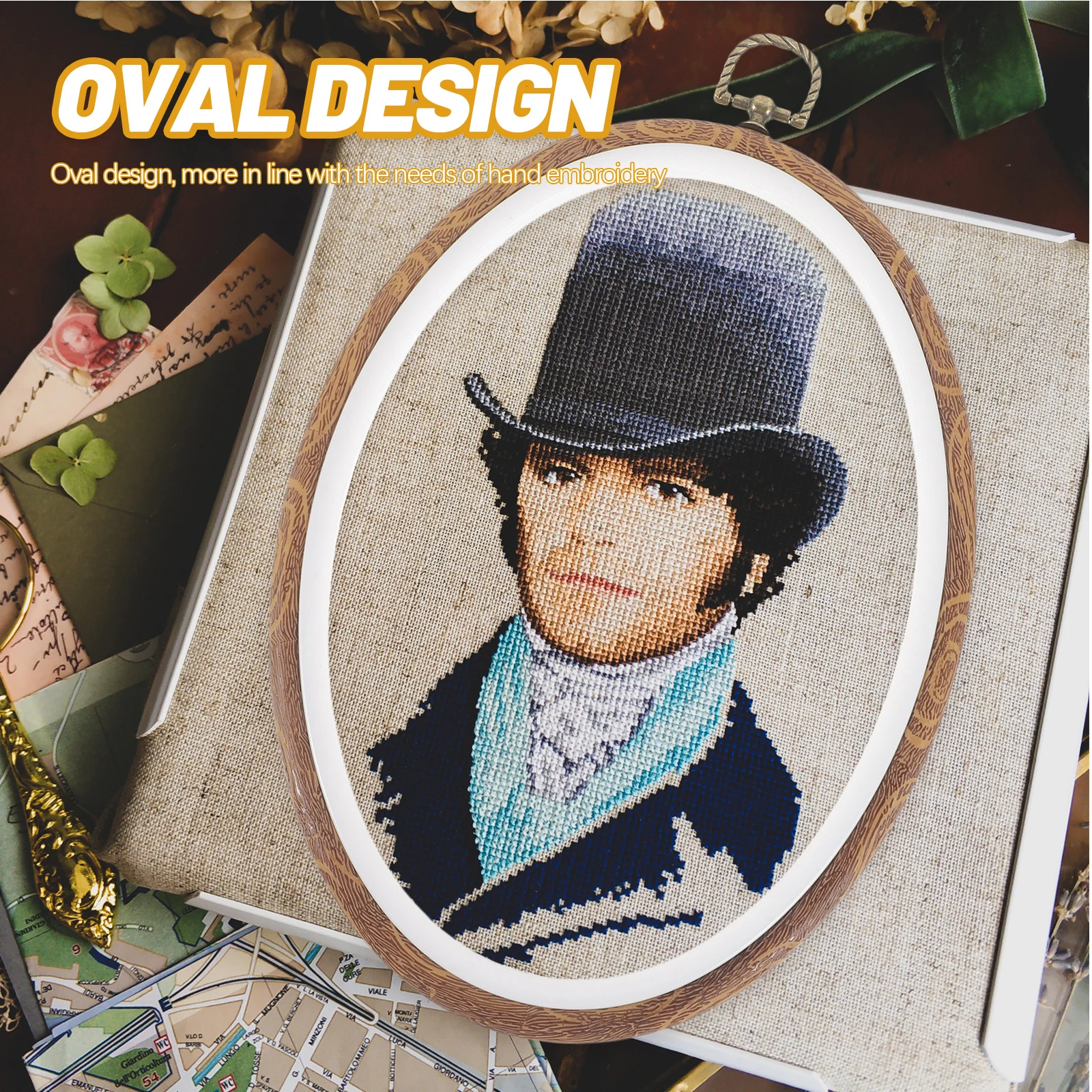 

4pcs Embroidery Hoop 15X19Cm 18X25Cm Pp Material Durable For Cross Stitch Diy Craft Sewing Wall Decoration Imitated Wooden